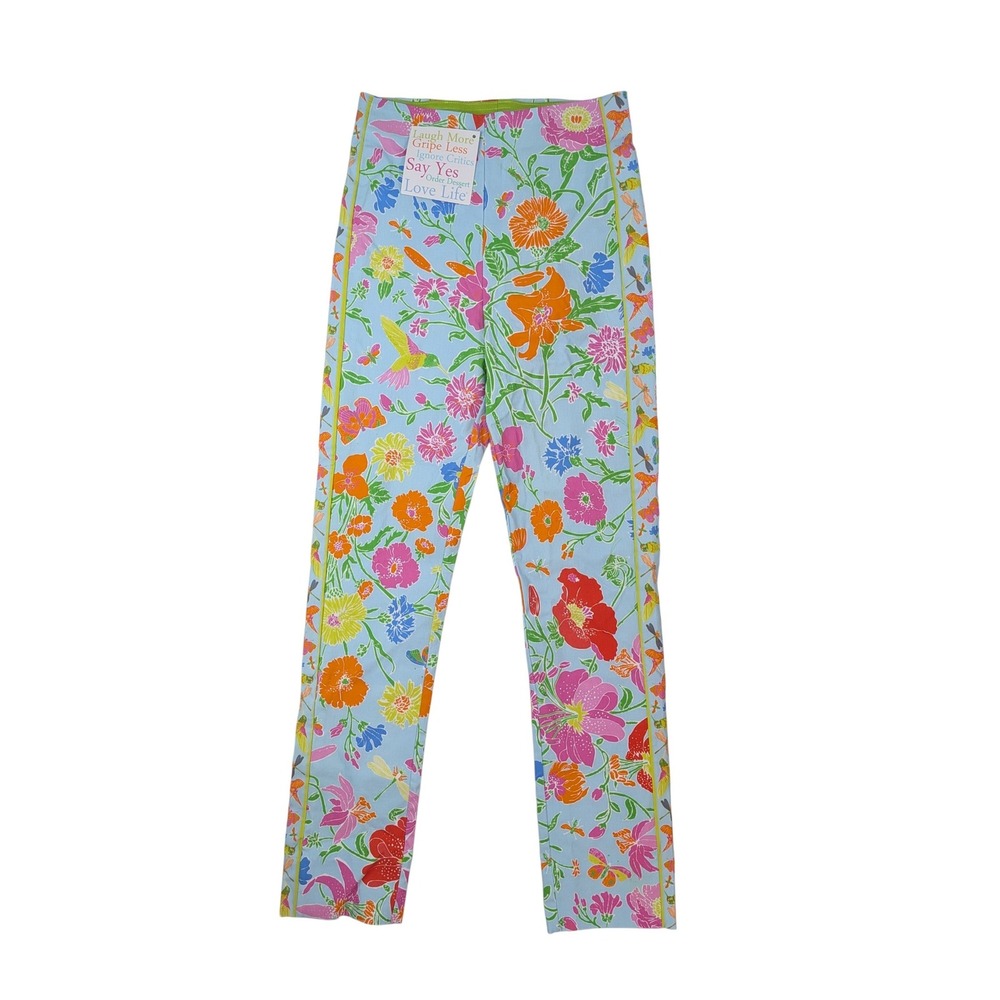 Gretchen Scott Gripeless Pants Womens Shrimp XXS Periwinkle Birds Bees NWT